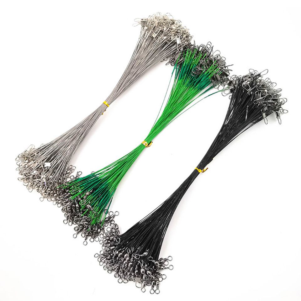Bite Anti Fishing Swivel Accessory Lead Steel Fishing Core With 15CM-30CM Wire Line Steel Leash 20PCS Wire Leader Fishing