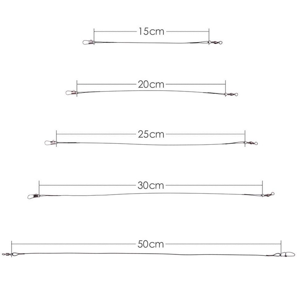Bite Anti Fishing Swivel Accessory Lead Steel Fishing Core With 15CM-30CM Wire Line Steel Leash 20PCS Wire Leader Fishing