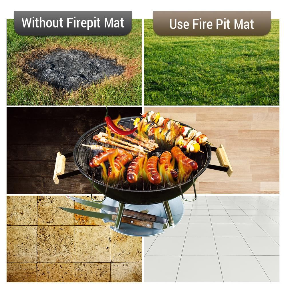 Under Grill Mat Fire Pit Deck Patio Ember Mat Fireproof Mat Grill Pad for Fire Pit for Outdoor Camping Gas Stove Outdoor Wood Burning Stove BBQ Grills