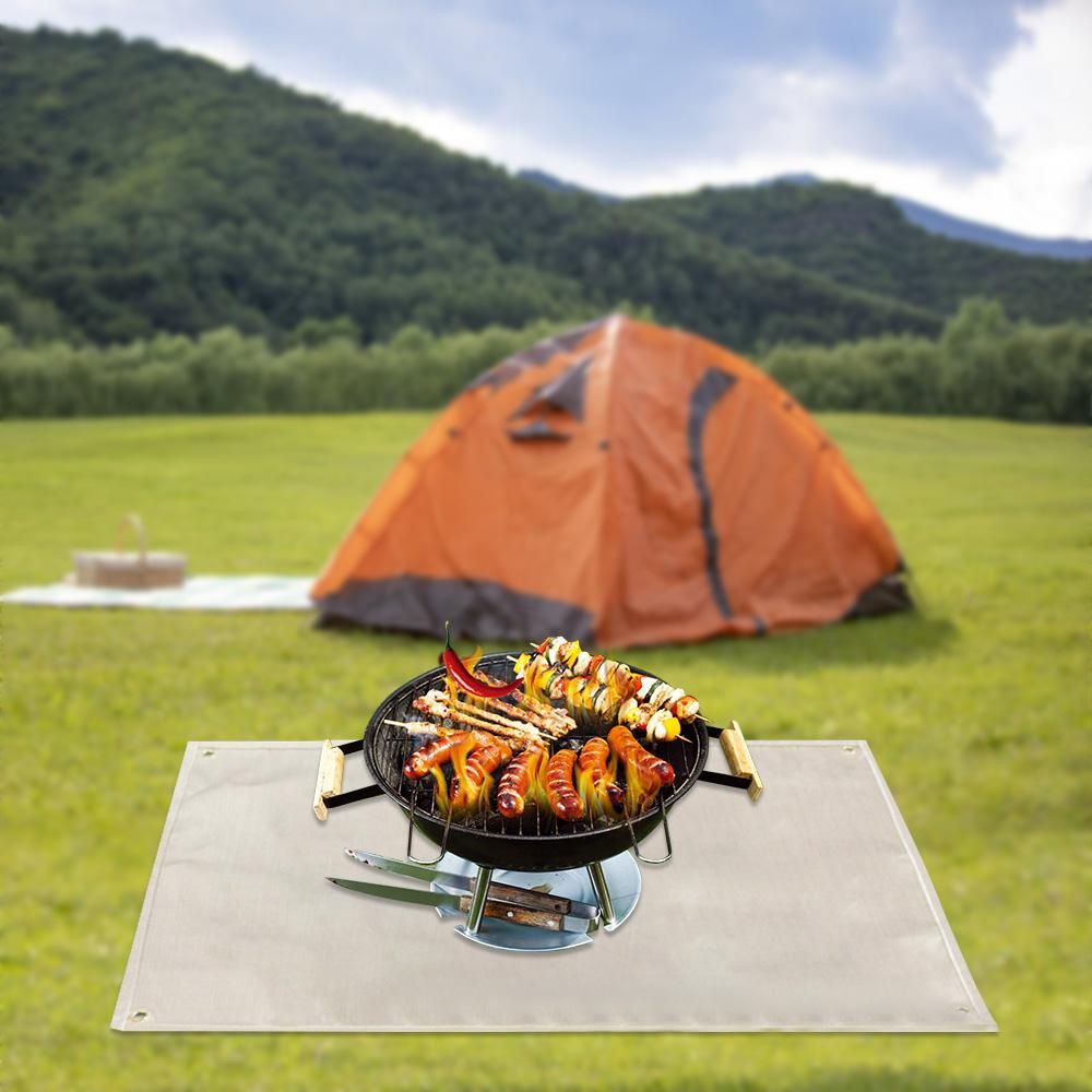 Under Grill Mat Fire Pit Deck Patio Ember Mat Fireproof Mat Grill Pad for Fire Pit for Outdoor Camping Gas Stove Outdoor Wood Burning Stove BBQ Grills