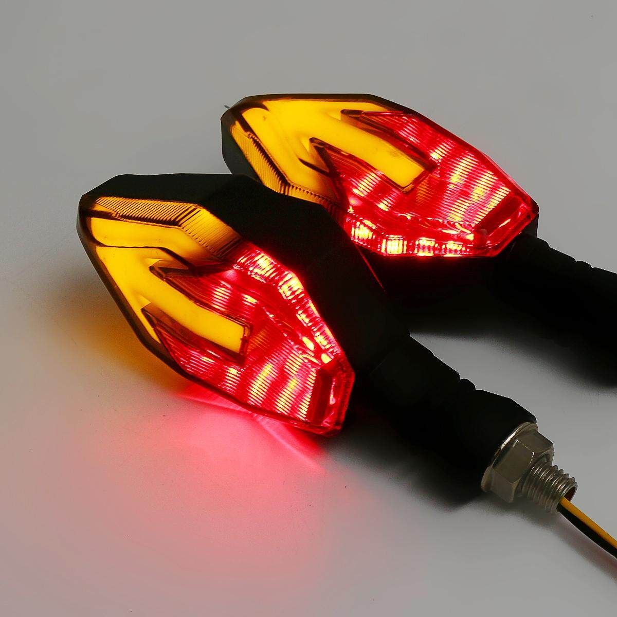 2 Pair Motorcycle Arrow LED Turn Signal Light Indicators Lamp For Harley For Suzuki （yellow Red）