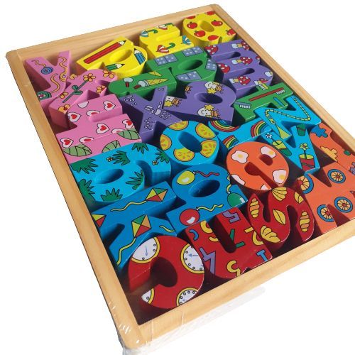 Wooden Chunky ABC Alphabet Montessori Learning Blocks