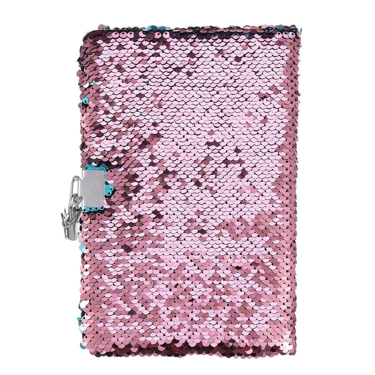 Kid Girls Magic Reversible Sequin Notebook Diary Lined A5 Journal W/ Lock & Key Hu Lan Anti Powder