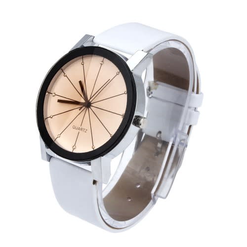 Unisex Casual Watch Stainless Steel Leather Sports Watch Quartz Analog Wrist Watch
