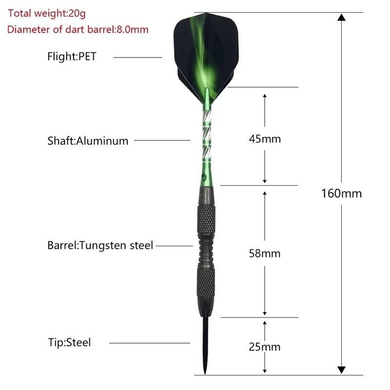 New Hard Darts 3Pcs High-quality Steel Tip Darts 20g Professional Indoor Sports Games Aluminum Shafts Flights Dart Dardos