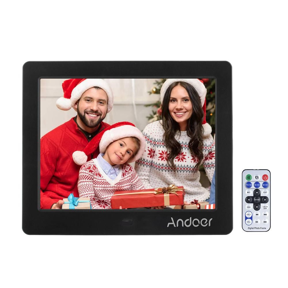 8 Inch HD Wide Screen High Resolution Digital Photo Picture Frame Alarm Clock MP3 MP4 Movie Player with Remote Control Christmas Gift