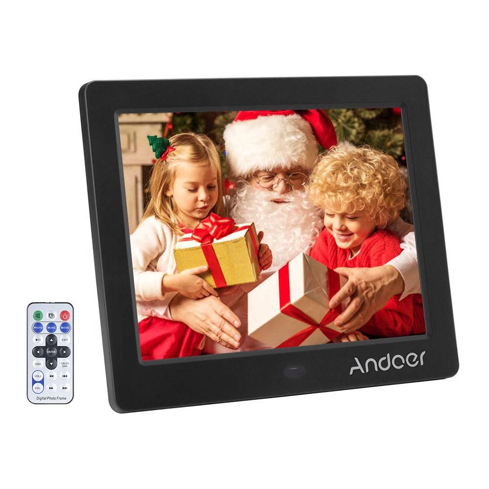 8 Inch HD Wide Screen High Resolution Digital Photo Picture Frame Alarm Clock MP3 MP4 Movie Player with Remote Control Christmas Gift