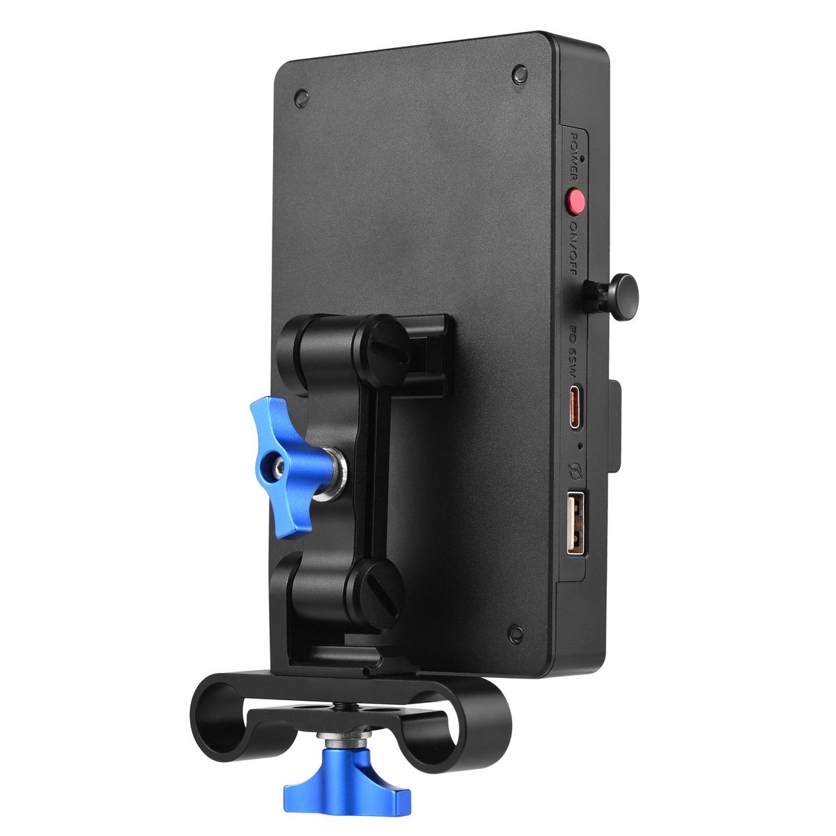 Andoer V Mount Battery Plate V Lock Battery Adapter Plate 65W PD Fast Charging with 15mm Rod Clamp Adjustable Arm 8V/12V/15V DC Outputs D-Tap Output Accessories Replacement for Canon Sony DSLR Camera
