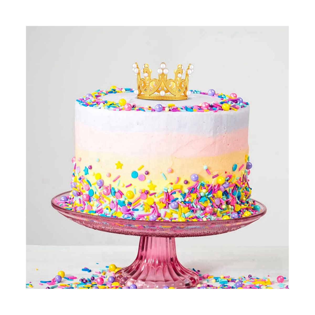 4Pcs Gold Crown Cake Topper Princess Crown Cake De