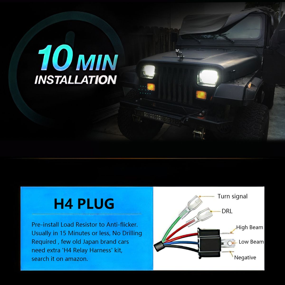 2Pcs 7 Inch LED Headlights Approved 7x6 5x7 Inch LED