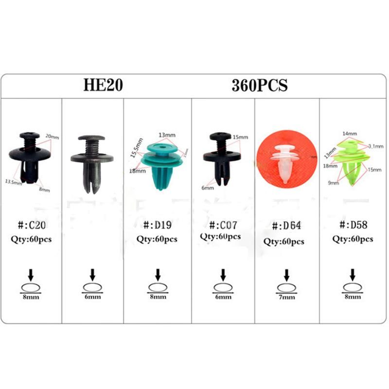 360 Pcs Car Body Retainers Car Door Card Panel Trim Push