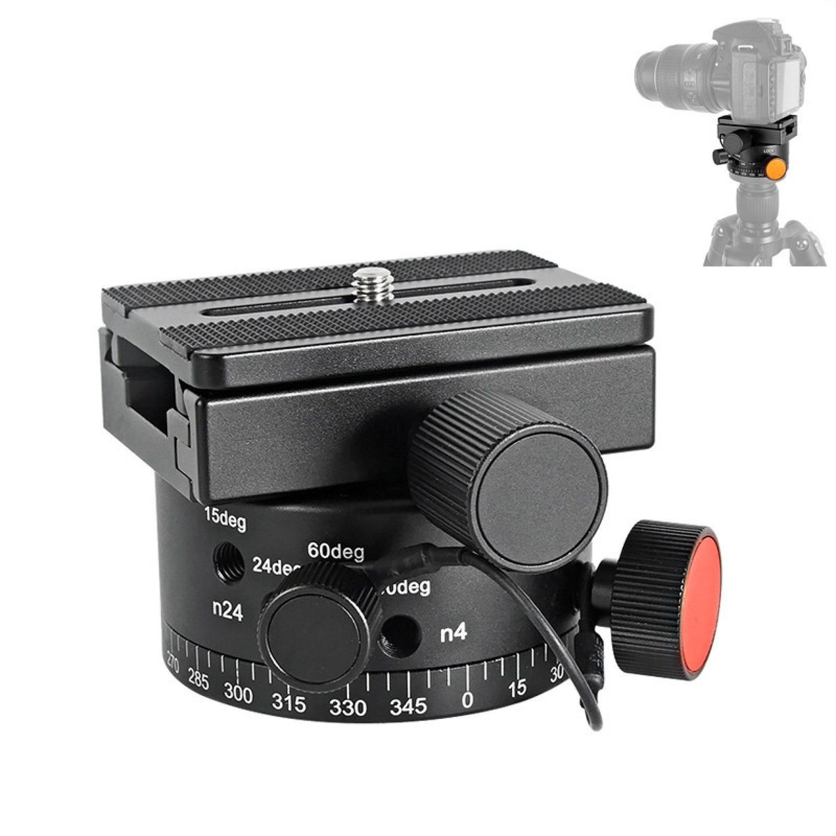 LEP-02 Panoramic Camera Tripod Head Base Quick Release Plate 4-Gear 360 Rotating Horizontal Adjustable SLR Camera Head