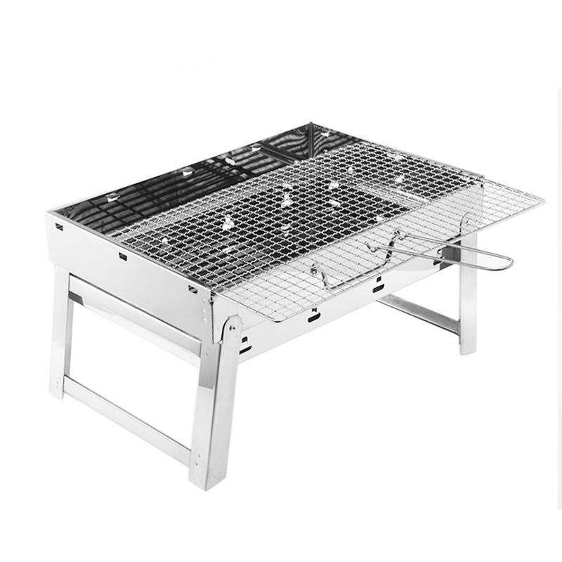 Foldable 43x29cm Portable Stainless Steel Charcoal BBQ Barbecue Grill Travel Picnic Camping Stove