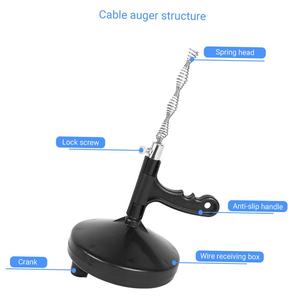 Cable Auger Plumber's Snake Flexible Steel Cable With Spool