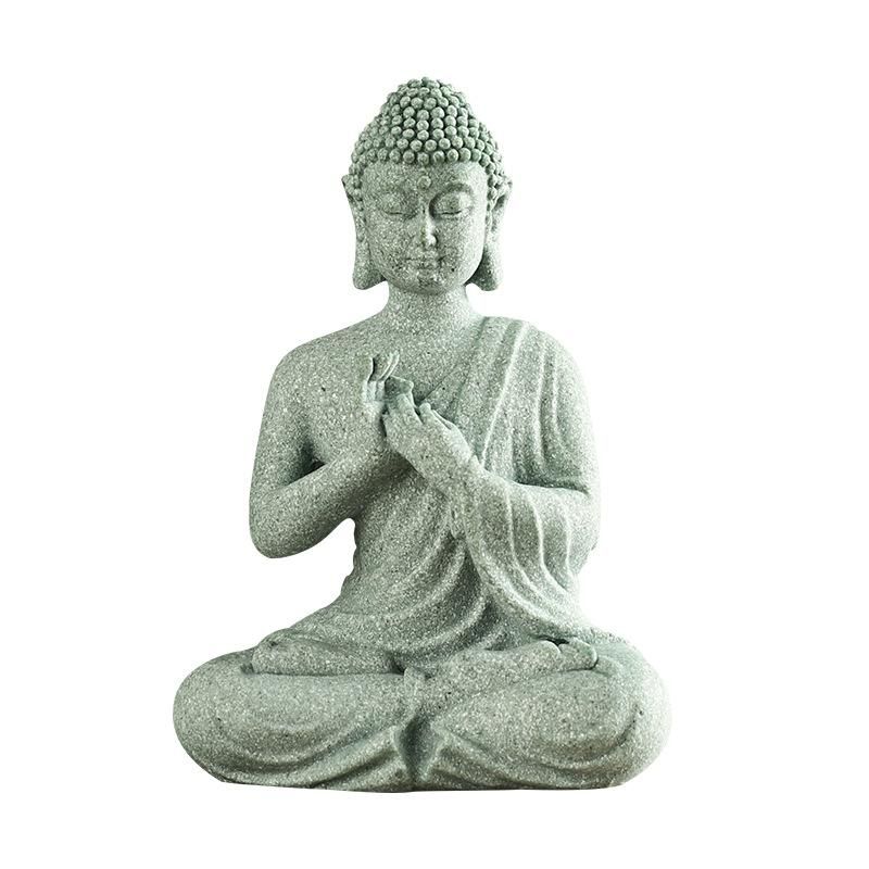 New Chinese-style Zen Buddha statue sitting posture decoration creative green sand stone tea pet desktop fish tank landscaping home decoration decoration Calm Buddha