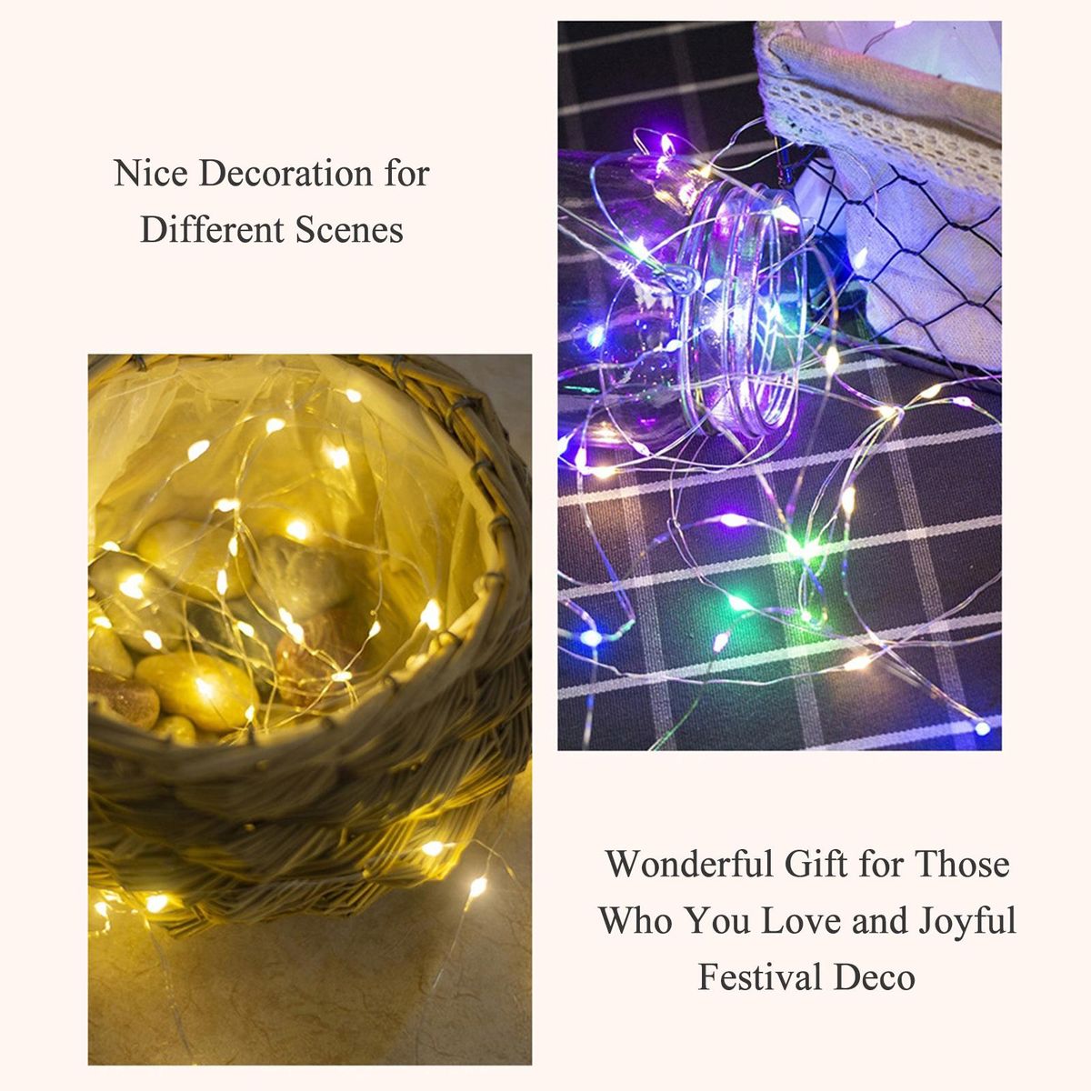 2Meters 20 LEDs Fairy String Light Twistable Bendable Foldable Decoration Lamp IP65 Water Resistance for Christmas Xmas Holiday Festival DIY Home Party Decoration Present Gift