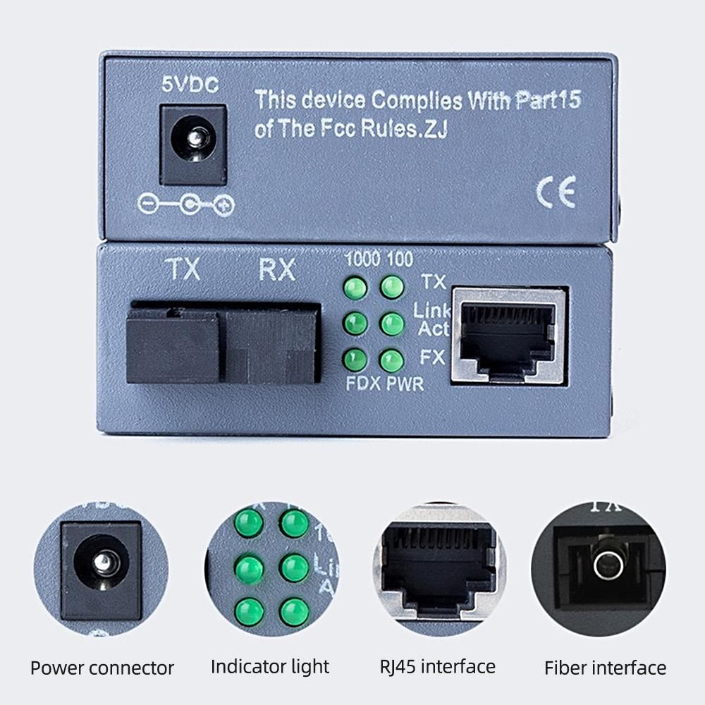 Gigabit Single-mode Single-fiber Optical Fiber Converter Transmitter Receiver Set SC Port High-quality Chip Metal Shell US Plug