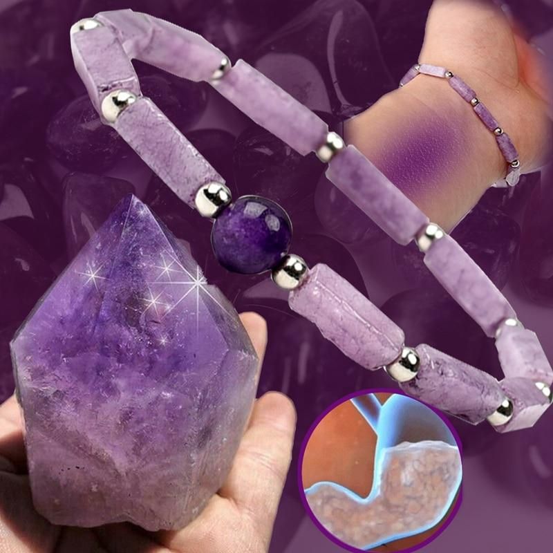 Purple Crystal Body-purify Slimming Bracelet Stone Energy Bracelets for Women Weight Loss Bracelet Fatigue Relief Healing Yoga