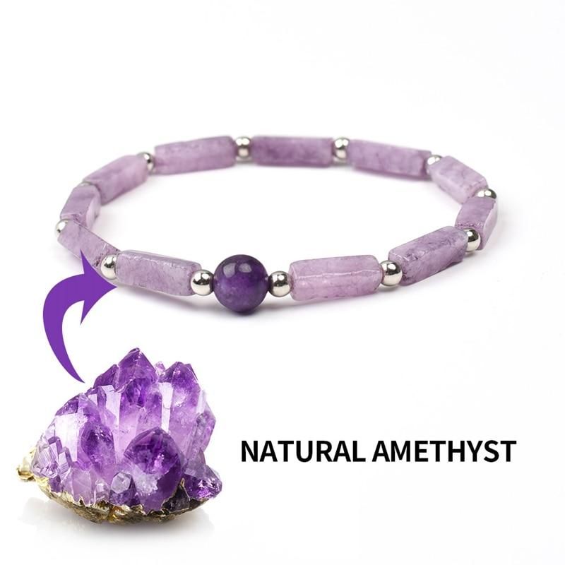 Purple Crystal Body-purify Slimming Bracelet Stone Energy Bracelets for Women Weight Loss Bracelet Fatigue Relief Healing Yoga