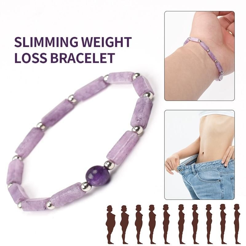 Purple Crystal Body-purify Slimming Bracelet Stone Energy Bracelets for Women Weight Loss Bracelet Fatigue Relief Healing Yoga
