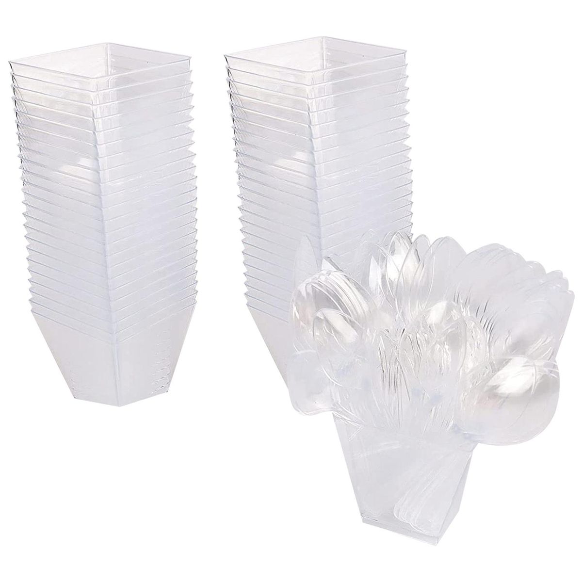 Pack of 50 Dessert Cups with Spoons, 60Ml Dessert Bowls Set,