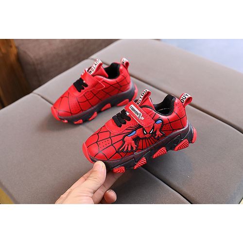 Children's Shoes [Luminous*Keep Warm*Leather Surface*Spiderman]-Red