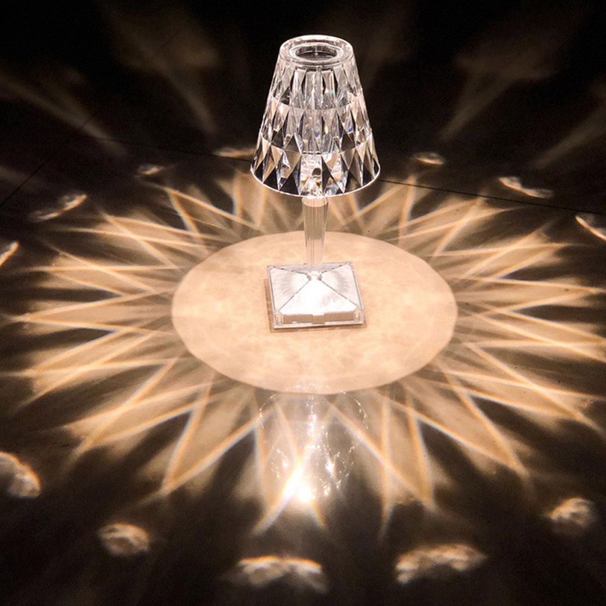 ST001 Modern Crystal Table Lamps Glam Table Lamp Dimmable Diamond Glitter Lights Decorative Desk Lamp Power by USB for Bedroom Living Room Study Room Office Bulbs Included
