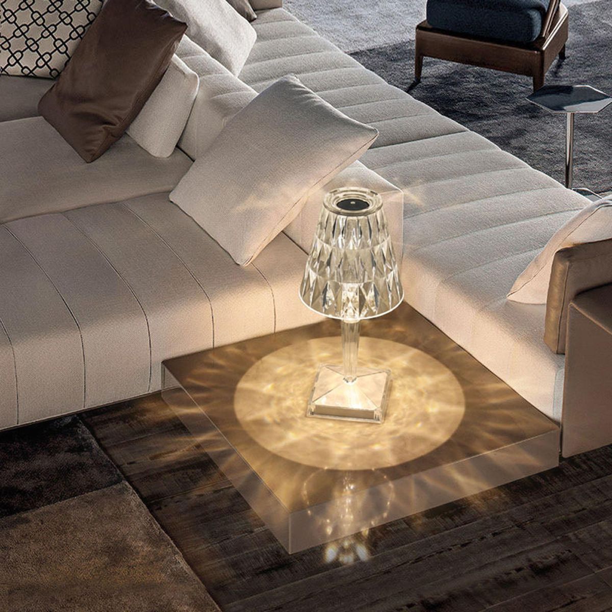 ST001 Modern Crystal Table Lamps Glam Table Lamp Dimmable Diamond Glitter Lights Decorative Desk Lamp Power by USB for Bedroom Living Room Study Room Office Bulbs Included