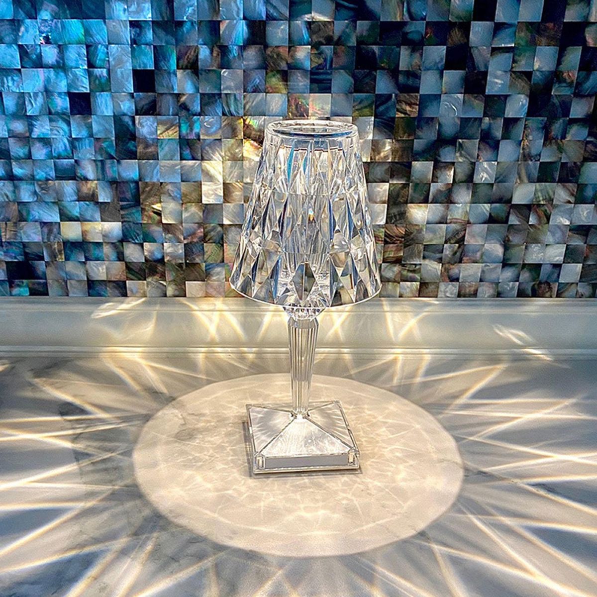 ST001 Modern Crystal Table Lamps Glam Table Lamp Dimmable Diamond Glitter Lights Decorative Desk Lamp Power by USB for Bedroom Living Room Study Room Office Bulbs Included