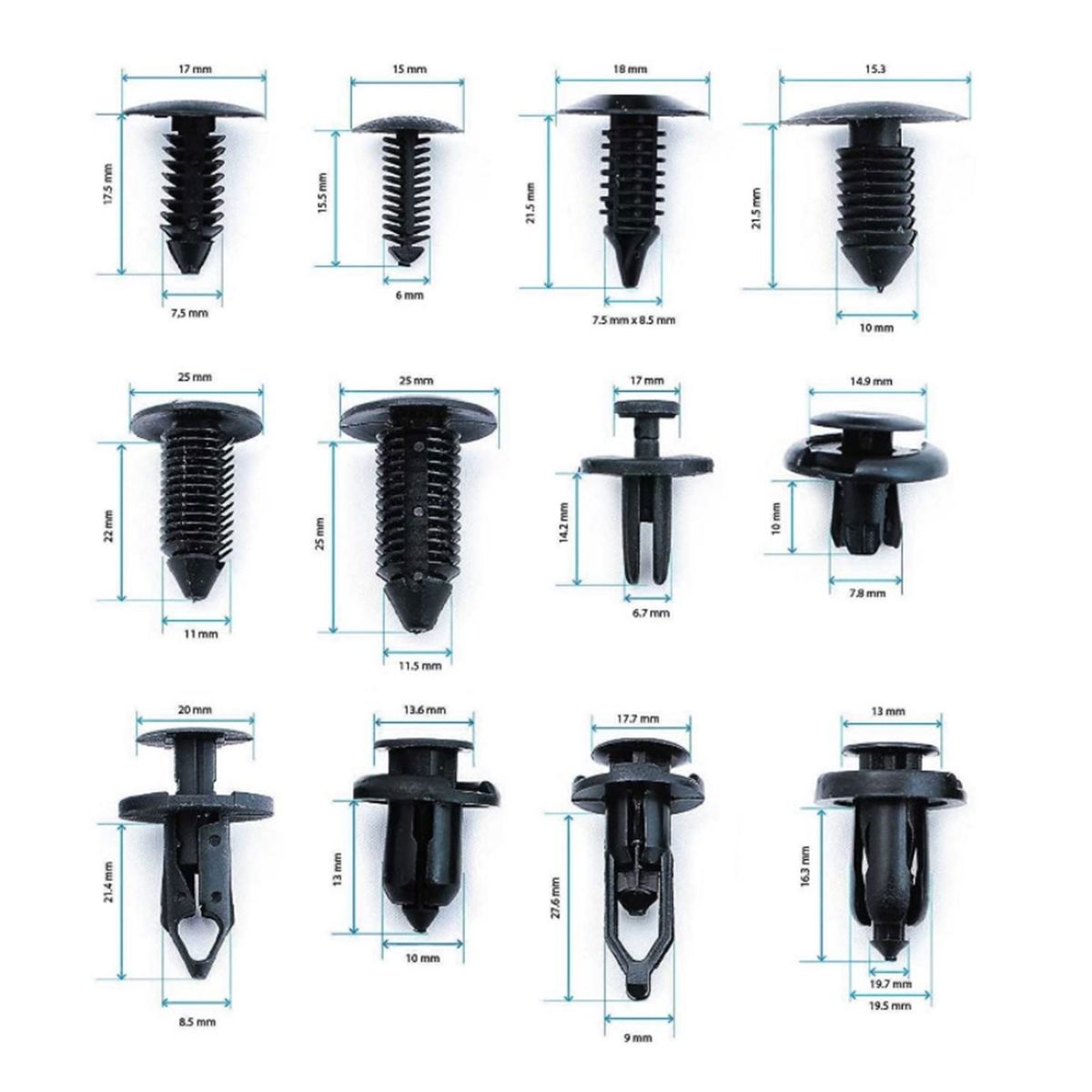 240Pcs Bumper Retainer Clips Plastic Rivets Car Fasteners