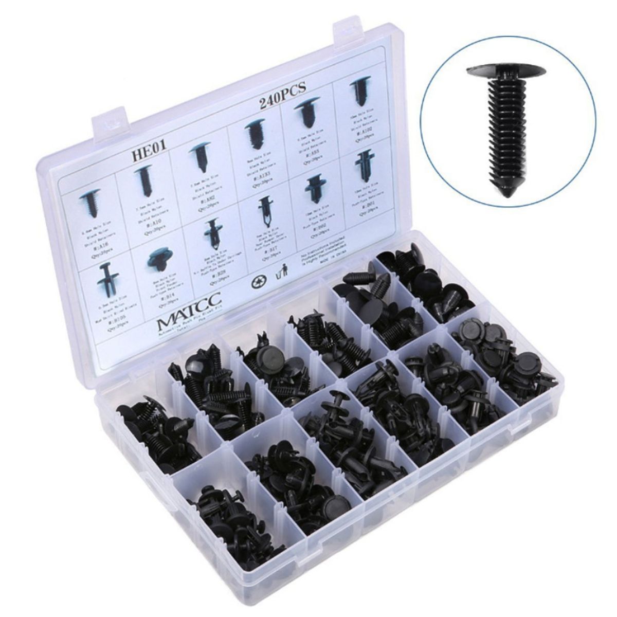 240Pcs Bumper Retainer Clips Plastic Rivets Car Fasteners