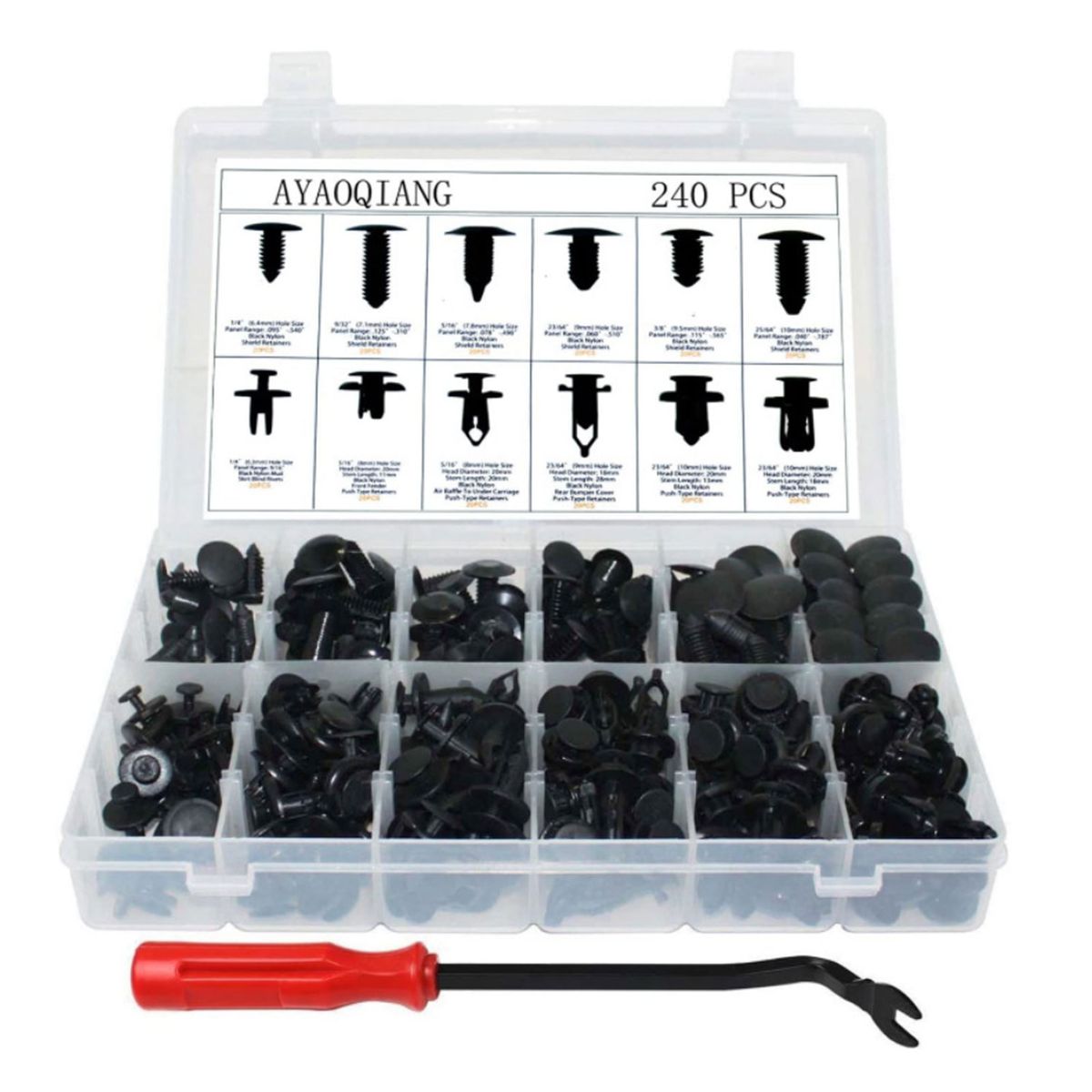 240Pcs Bumper Retainer Clips Plastic Rivets Car Fasteners