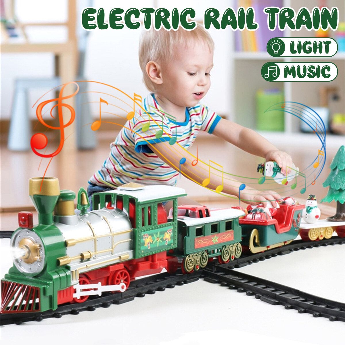 Christmas Electric Rail Car Train Toy Children's Electric Toy Railway Train Toys