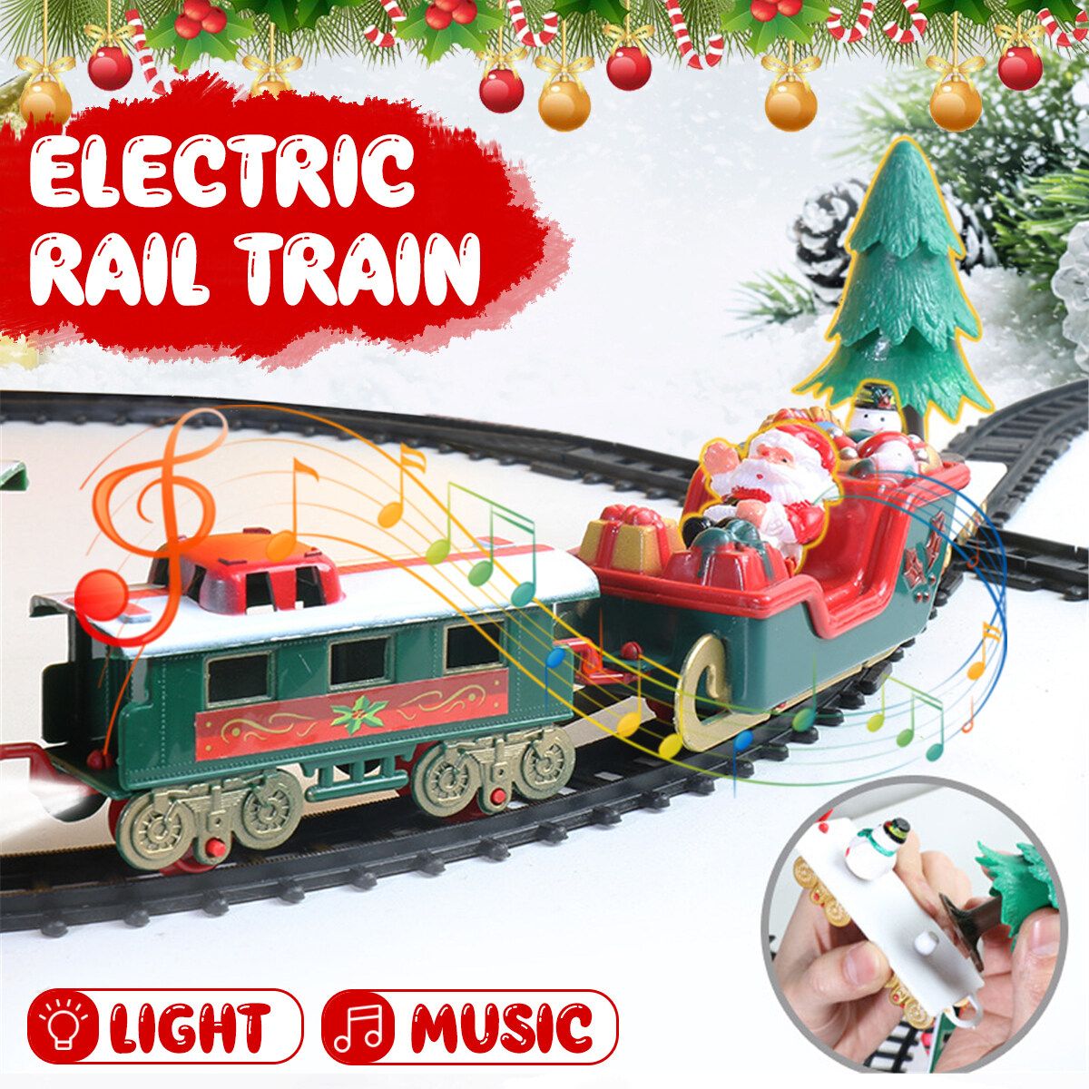 Christmas Electric Rail Car Train Toy Children's Electric Toy Railway Train Toys
