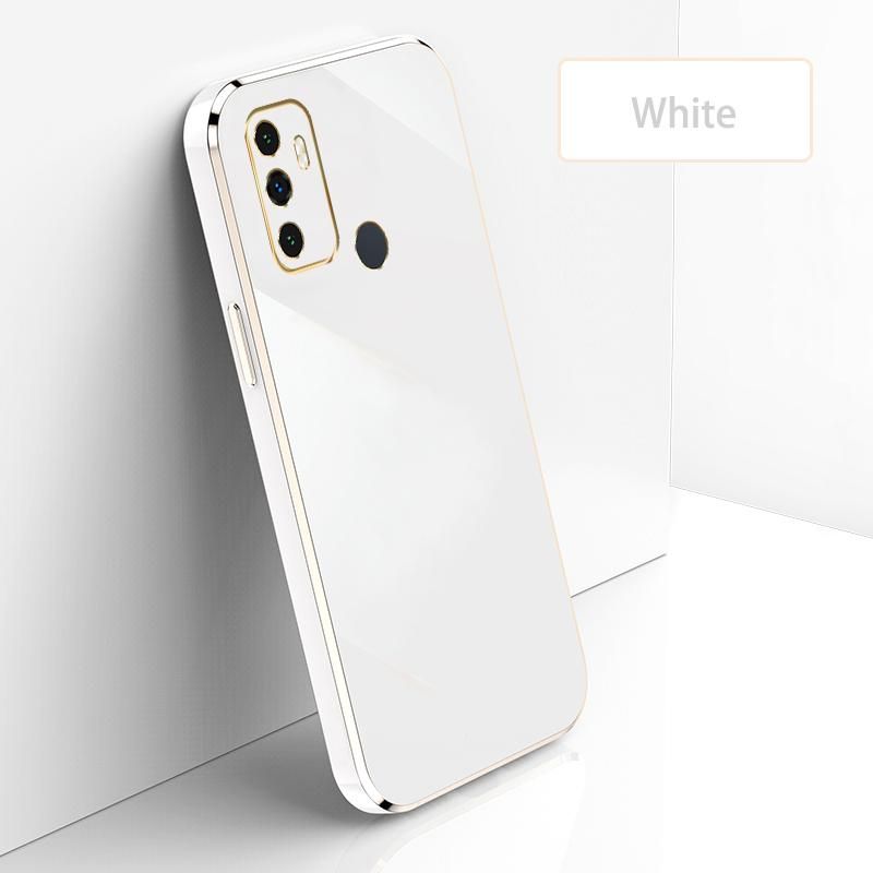 Ultra Thin Plating Phone Case for OPPO A53 2020 A11s A33 A32 A53s 4G Lens Protection soft Phone Back Cover-White