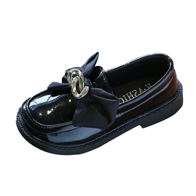 Square Mouth British Style Retro Loafers-Black