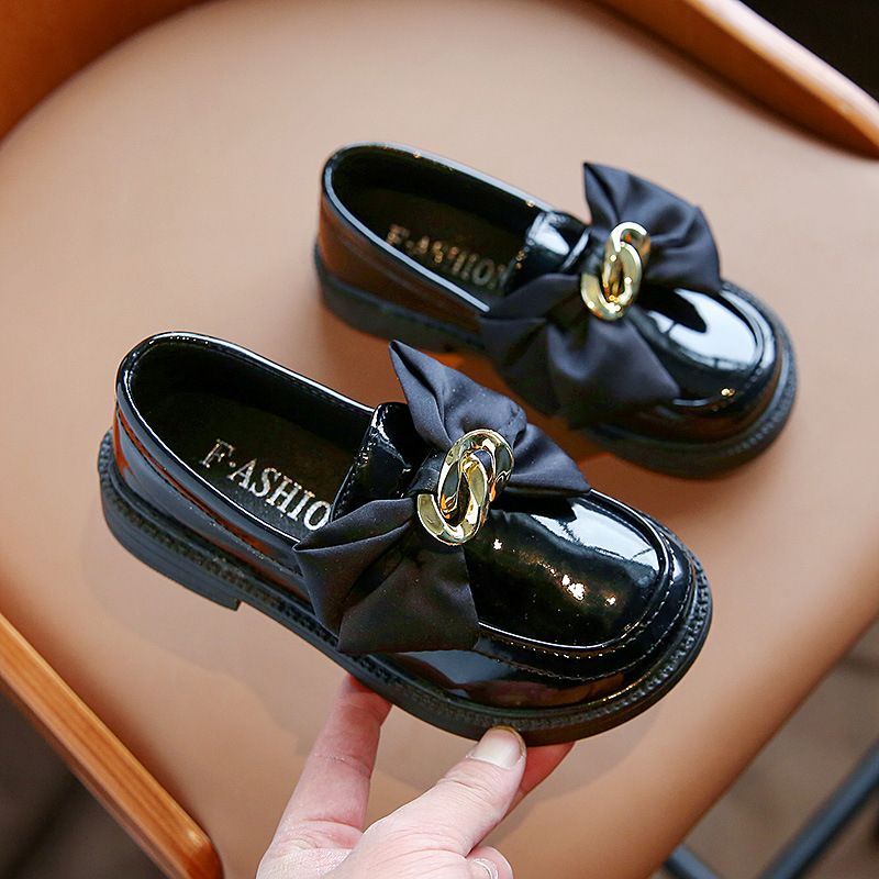 Square Mouth British Style Retro Loafers-Black