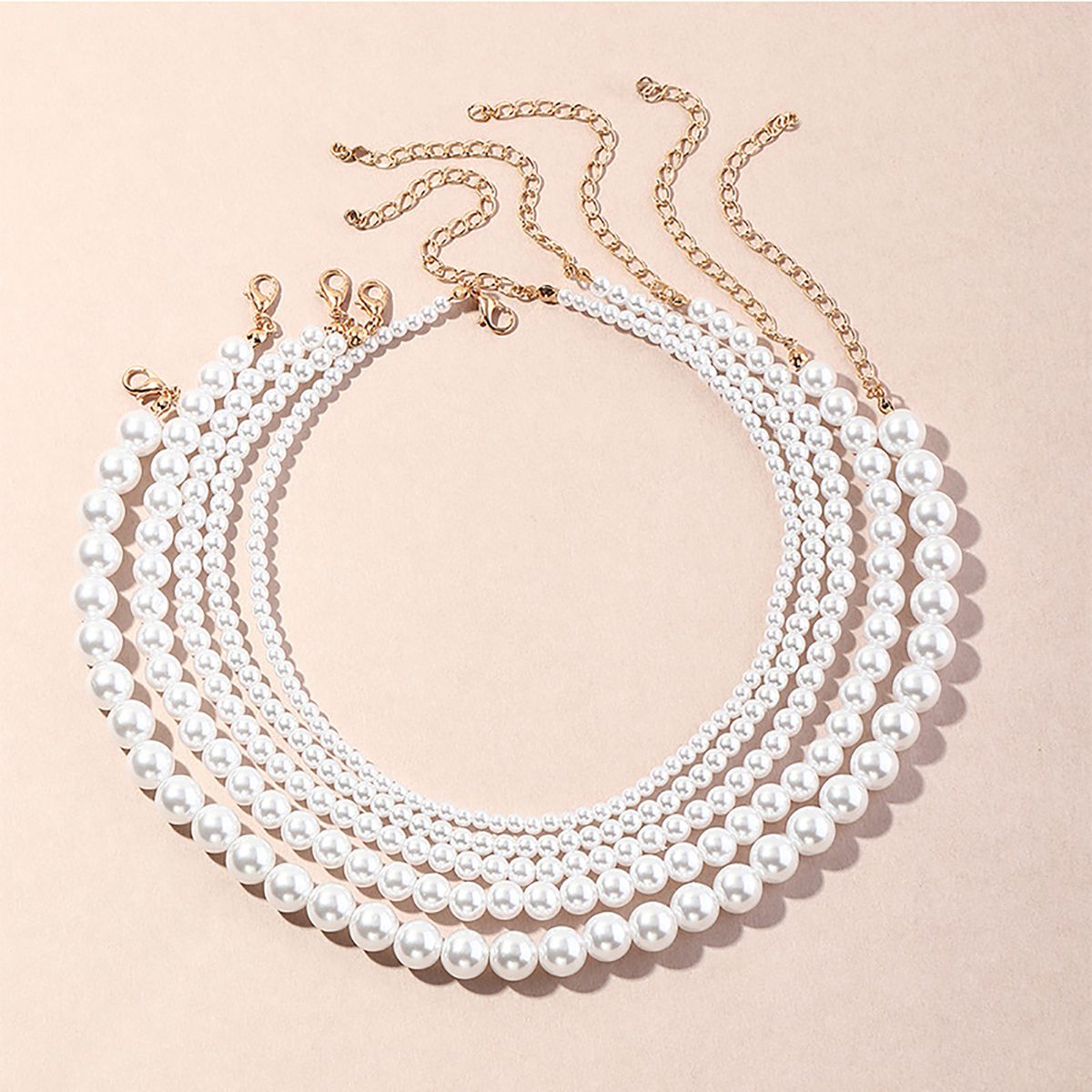 1/5 Pcs Necklace Elegant Fine Workmanship Jewelry Faux Round Pearl Chocker For Daily Use
