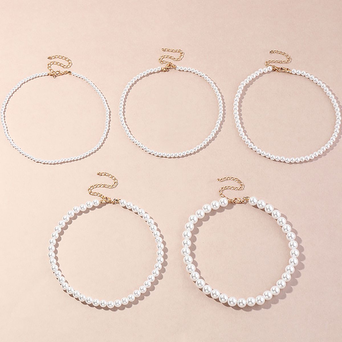 1/5 Pcs Necklace Elegant Fine Workmanship Jewelry Faux Round Pearl Chocker For Daily Use