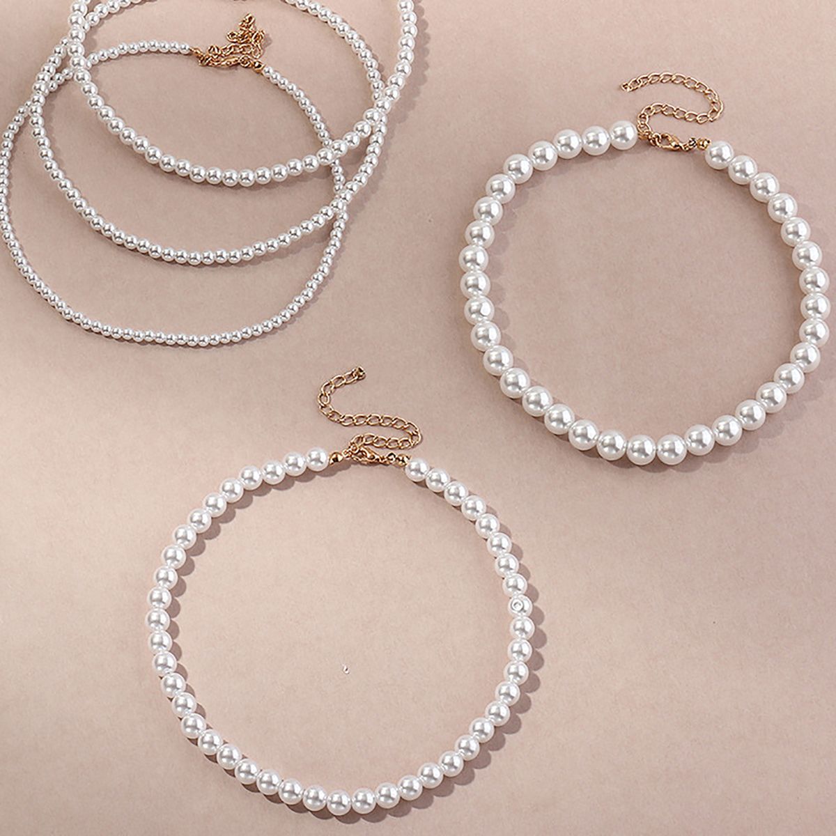 1/5 Pcs Necklace Elegant Fine Workmanship Jewelry Faux Round Pearl Chocker For Daily Use