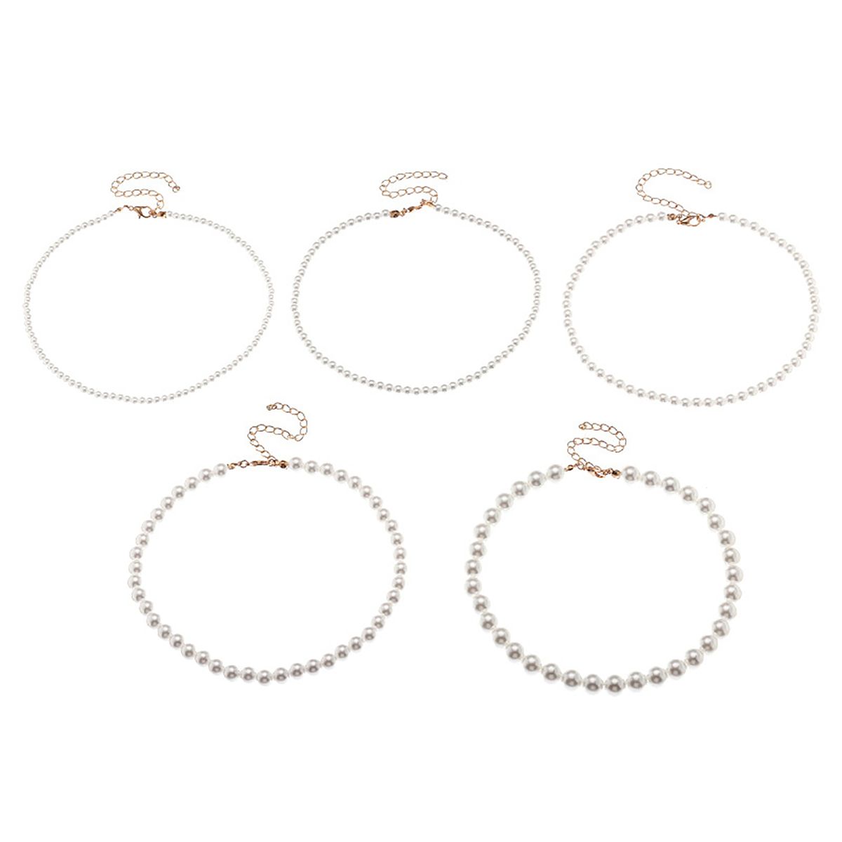 1/5 Pcs Necklace Elegant Fine Workmanship Jewelry Faux Round Pearl Chocker For Daily Use