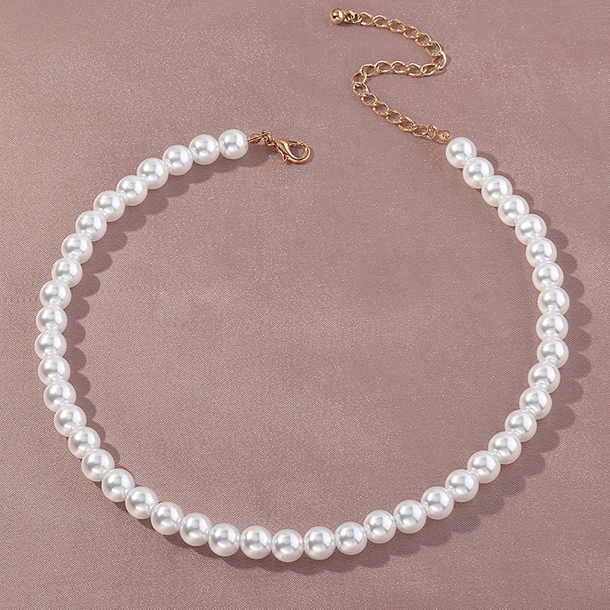 1/5 Pcs Necklace Elegant Fine Workmanship Jewelry Faux Round Pearl Chocker For Daily Use