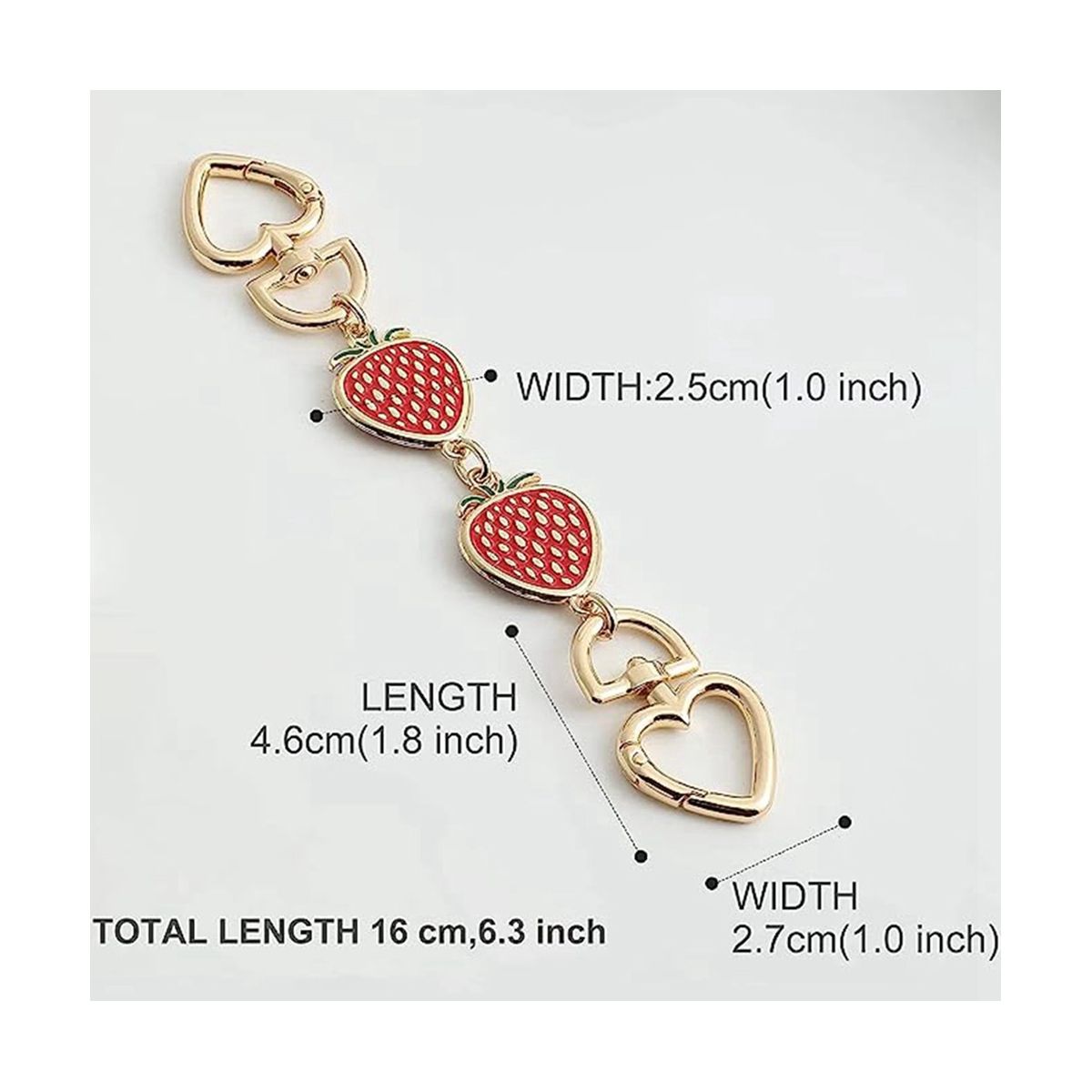 Purse ChainBag Extender Purse Chain Strap for Women Bags Purse Shoulder Belt Chain Red Strawberry Heart 2Pcs