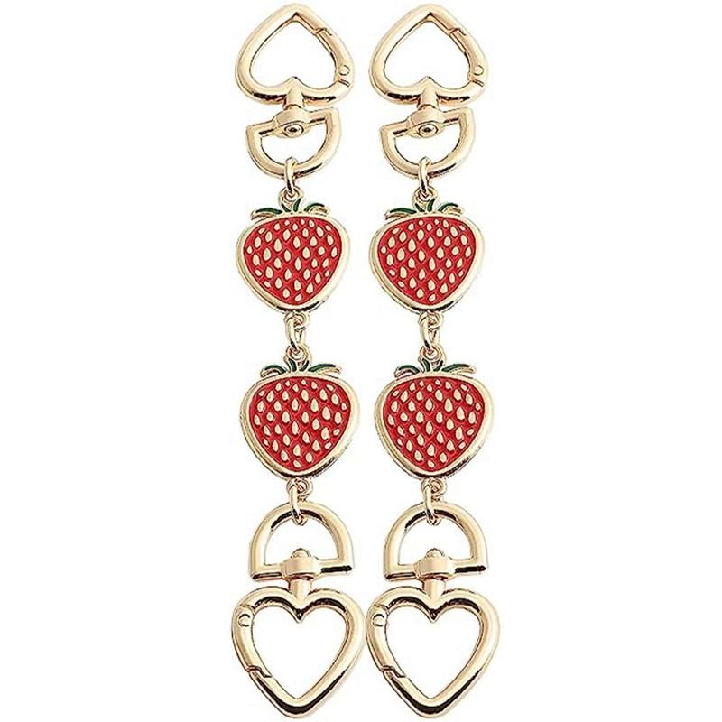 Purse ChainBag Extender Purse Chain Strap for Women Bags Purse Shoulder Belt Chain Red Strawberry Heart 2Pcs
