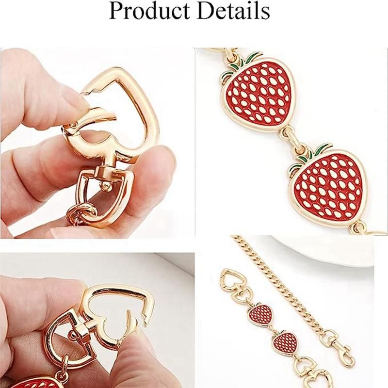 Purse ChainBag Extender Purse Chain Strap for Women Bags Purse Shoulder Belt Chain Red Strawberry Heart 2Pcs