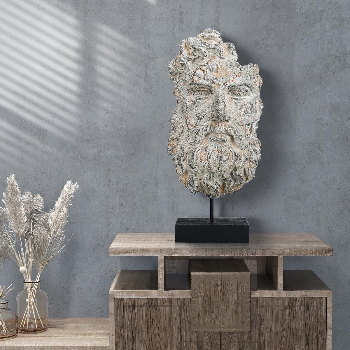 Tooarts Incomplete Face Sculpture Imitate Stone Carving Resin Sculpture Vintage Crafts Light Luxury Art Decoration TV Cabinet, Study Room, Porch Decoration