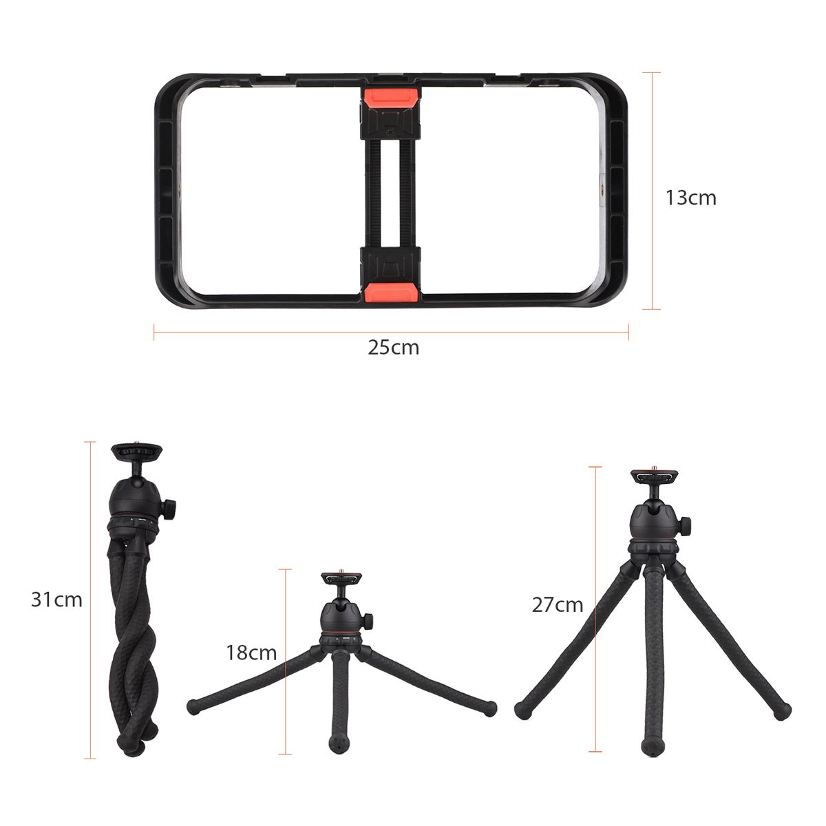 Dual Handheld Phone Cage Vlog Kit 1 Smartphone Video Rig