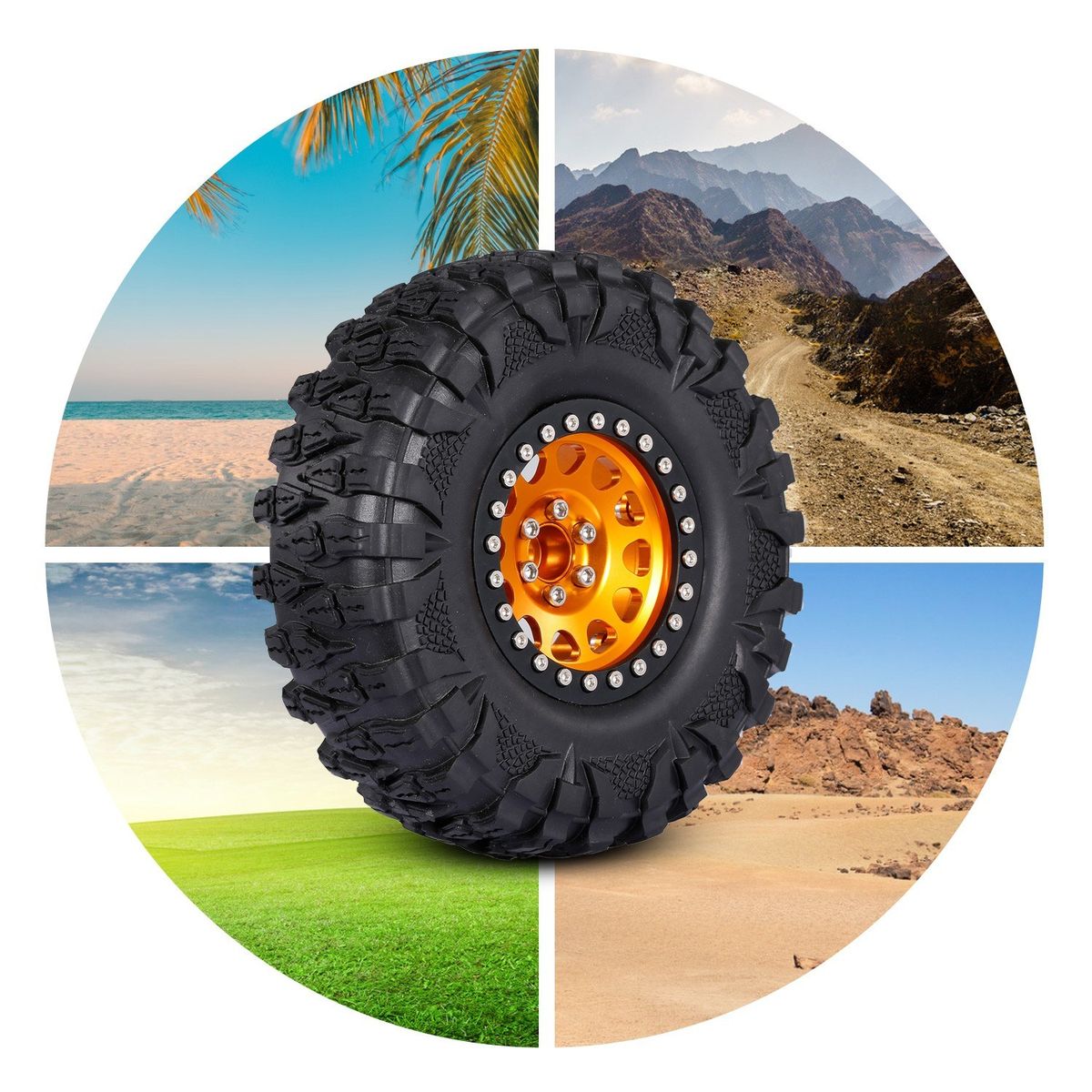 4PCS 2.2IN Crawler RC Tires With Metal Rim Ultra Soft Rock
