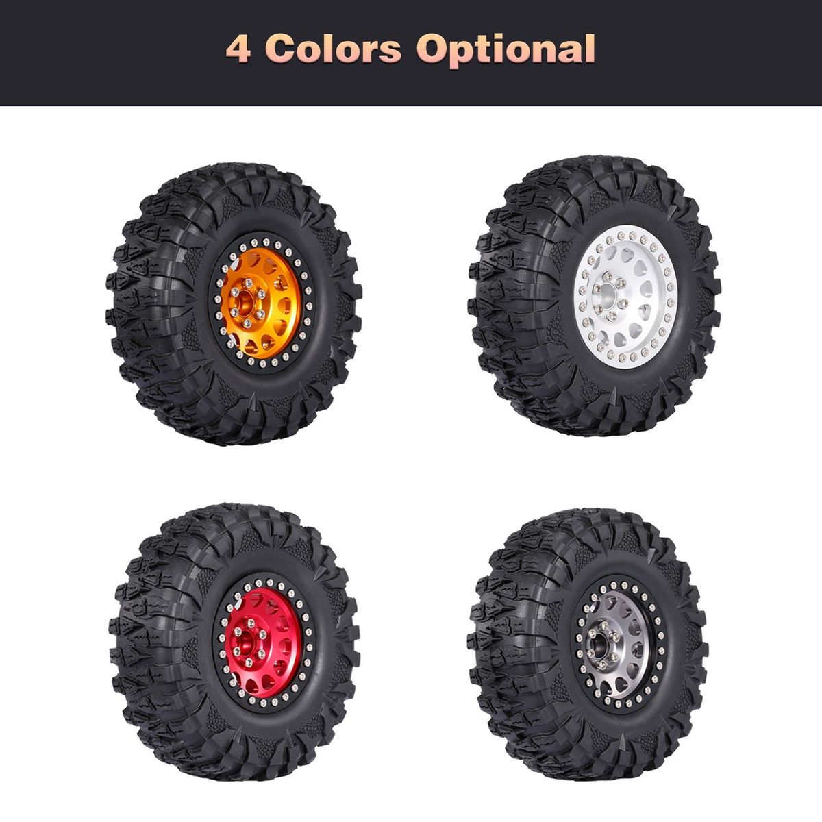 4PCS 2.2IN Crawler RC Tires With Metal Rim Ultra Soft Rock
