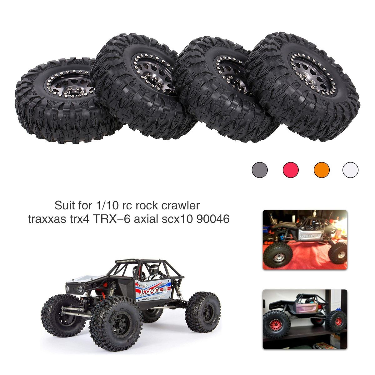 4PCS 2.2IN Crawler RC Tires With Metal Rim Ultra Soft Rock